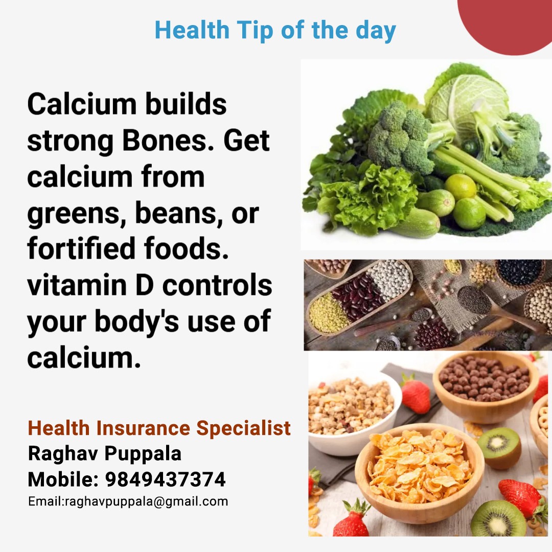 Health tip of the day
#calcium #builds #strongbones #fortifiedfood #vitamind #greens #beens #control #body #useofcalcium #healthtip #healthtip #healthinsuranceadvisor