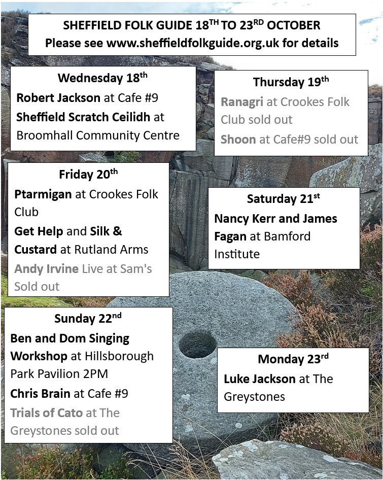 Folk music and Dance in Sheffield this week and ⬇️ next week. #sheffieldissuper #sheffieldevents