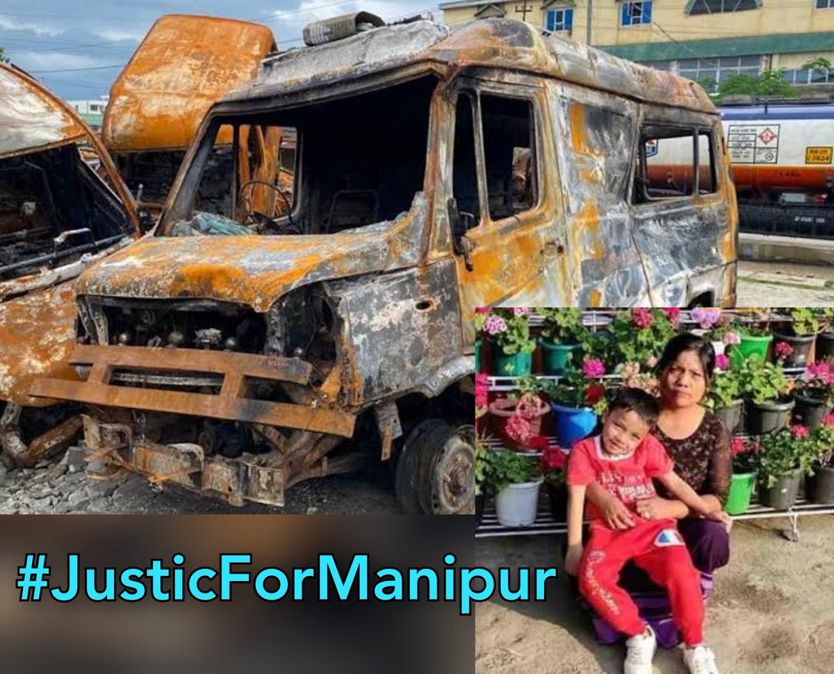 tanmoyofc's tweet photo. Do You Recognize The Ambulance Of The Hellish Incident In Manipur?

'He Pa! He Pa!' - was His Last Words 

'Dada angang yadare' - His Mother to His Father 
(Translation: Hubby, our child is gone)

He was #TonsingHangsing, a 7 Years Old Boy, son to a #Kuki father and a #Meitei mother, who was injured by a bullet, was burnt alive in Imphal, #Manipur on 4th May.

➊  Those accused of the Demonic incident have been Arrested?
     
➋ Has Prime Minister, who never hesitates to Post on X about #Hamas's attacks on #Israel, once Lamented the Monstrous Incident?

➌ The #Media that reached the Ground Zero in #Israel with a visa and conveyed One-sided News did they go to the Ground Zero of the Civil War in their Own Country?

#ManipurViolence #ManipurCrisis #SupremeCourt