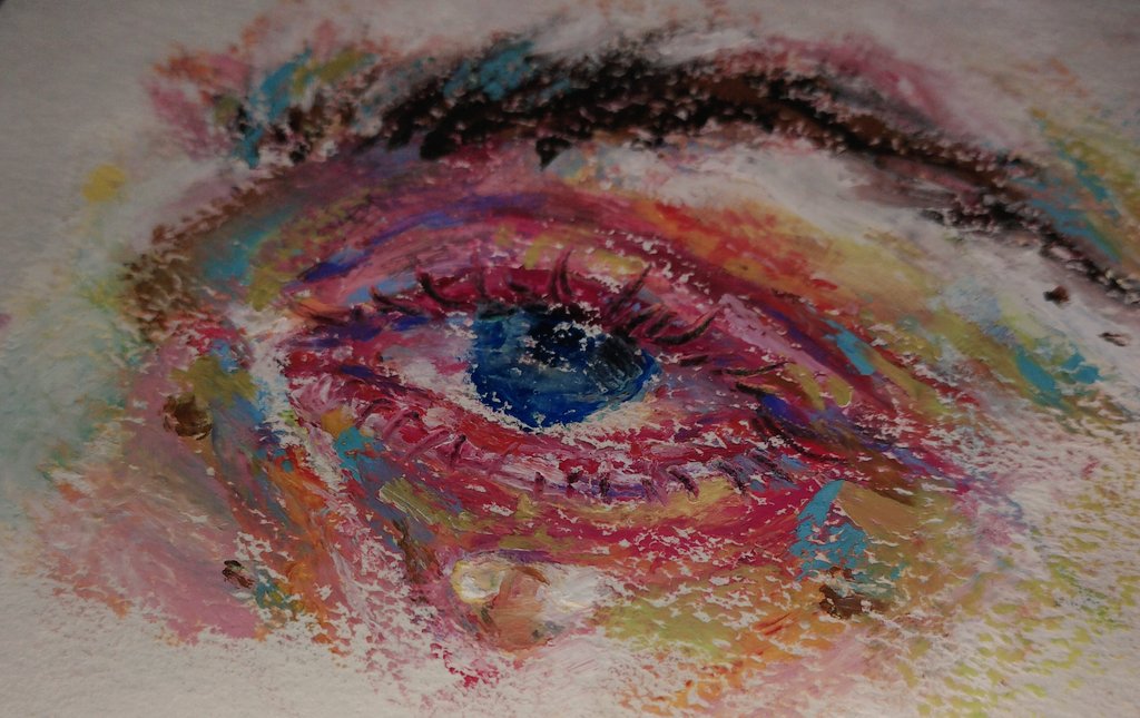 「a colorful eye #oilpastel 」|bluem semi iaのイラスト