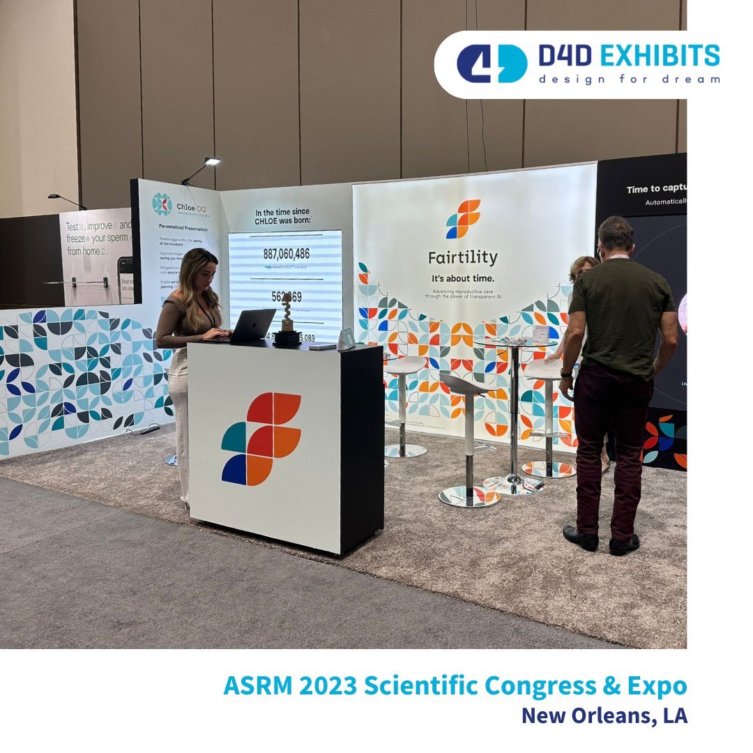 d4dexhibits's tweet photo. ✅ Check out our #custombooth we set up for
@fairtility, which attracted attention at
@ASRM_org  2023  

👩🏻‍🎨 Concept Design
👷 Production
🚚 Assembly and Disassembly

All under one roof for you! 💙

#designfordream #exhibitionstands #exhibitionbooth #asrm2023 #fairtility https://t.co/23Yx0diYI6