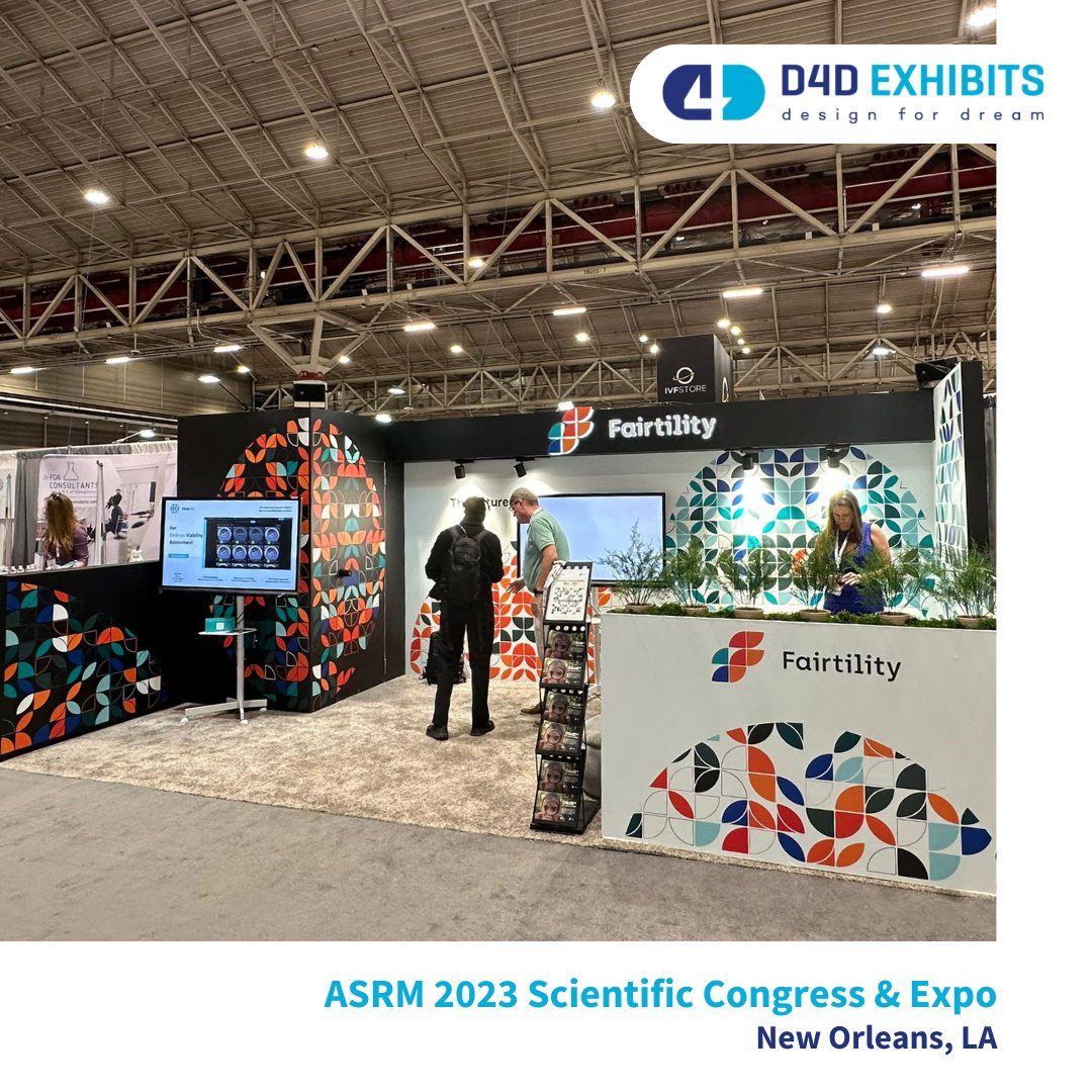 d4dexhibits's tweet photo. ✅ Check out our #custombooth we set up for
@fairtility, which attracted attention at
@ASRM_org  2023  

👩🏻‍🎨 Concept Design
👷 Production
🚚 Assembly and Disassembly

All under one roof for you! 💙

#designfordream #exhibitionstands #exhibitionbooth #asrm2023 #fairtility https://t.co/23Yx0diYI6