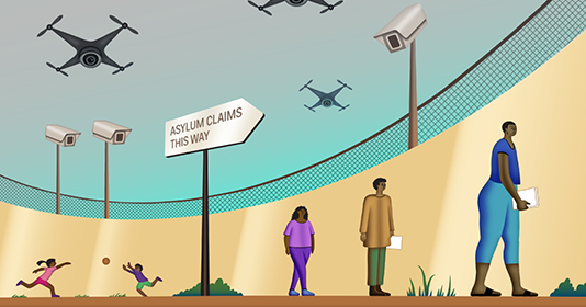 edri's tweet photo. 1/7 📌At next week's #AIAct negotiations, EU lawmakers are set to discuss the rules for AI use by police and migration authorities.

We're concerned about how risky AI systems will affect the #FundamentalRights of migrants, refugees, asylum seekers and other people on the move. https://t.co/b2FbiHCArl