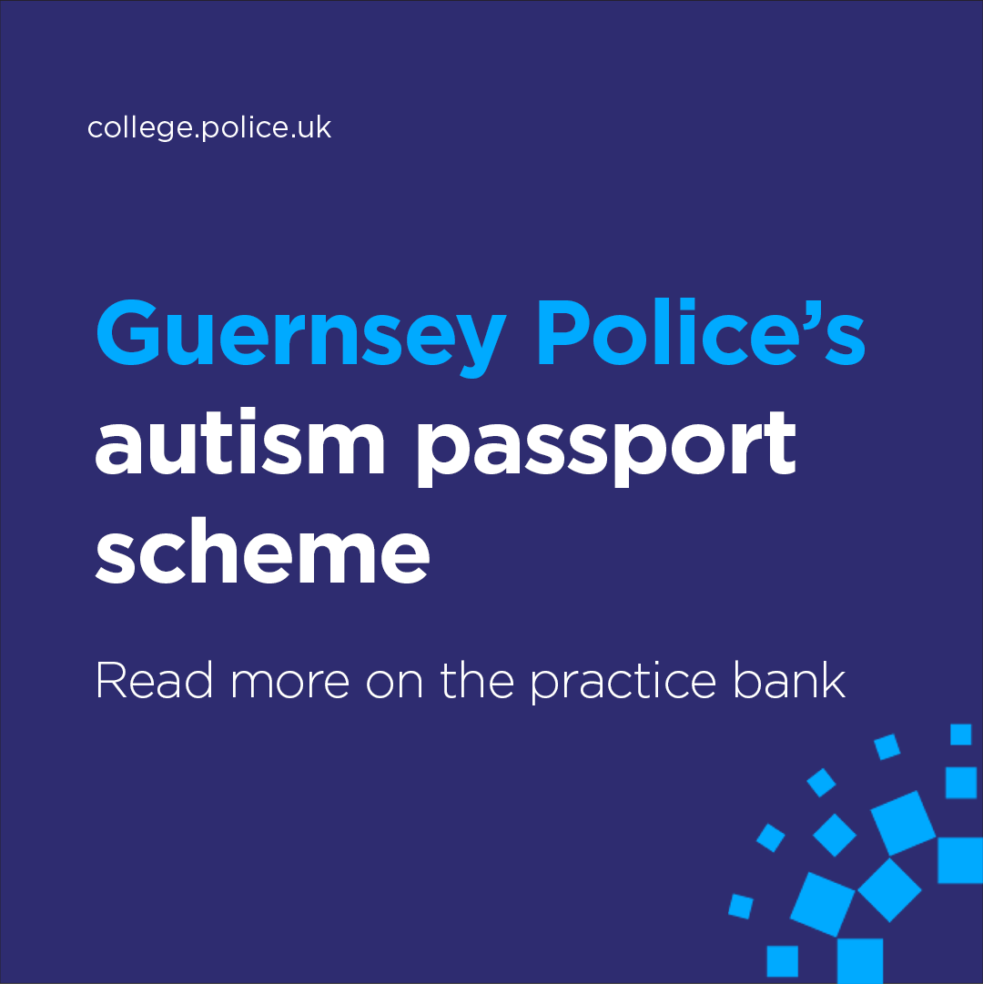 CollegeofPolice's tweet image. Aiming to safeguard those with autism, whether they are a victim, witness or suspect, and provide enhanced information to colleagues dealing with those with autism @GuernseyPolice developed a virtual passport scheme. Find out about it on the #PracticeBank: college.police.uk/support-forces…