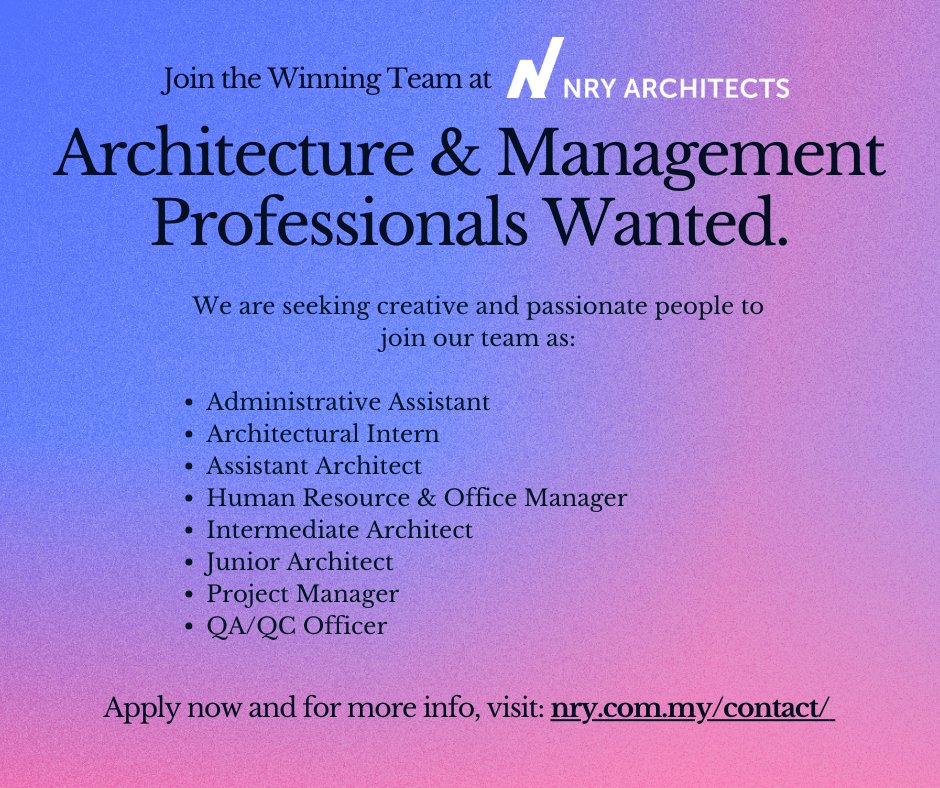 NRYArchitects's tweet photo. @NRYArchitects is hiring!

We're seeking talented and creative people to join our team &amp; help us design the future! Join us and make a difference in the world! 

Visit https://t.co/afuVuHzOF3 to apply and learn more.

#NRYArchitects #Hiring #Architects #Architecture https://t.co/kVsTNxVjcK