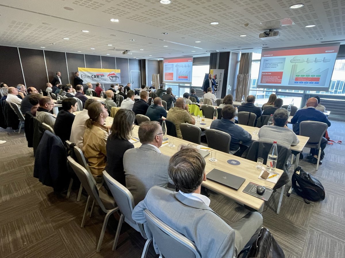 EtherCAT Technology Group live from #Lyon: EtherCAT #Technology Days #France 2023.

Over 50 participants gathered today at NH Hotel Group Lyon Airport to learn about #EtherCAT and #IndustrialEthernet, as well as hot topics like cyber security and #gigabit communication.