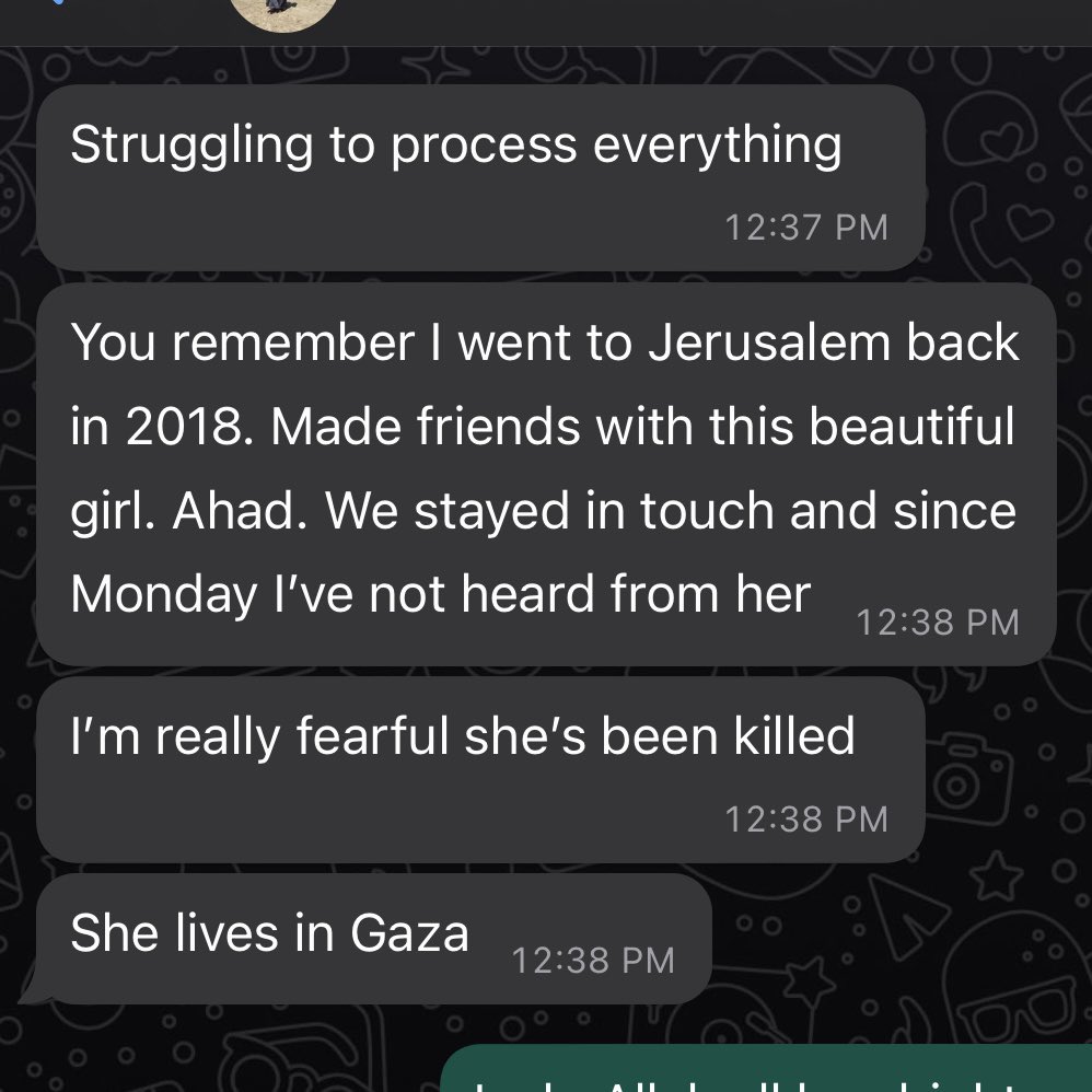 heartbreaking and terrifying. it's been over a week now and millions of people are subjected to a mass genocide and the world watches. remember the people of Gaza in your prayers. #freepalestine 🇵🇸