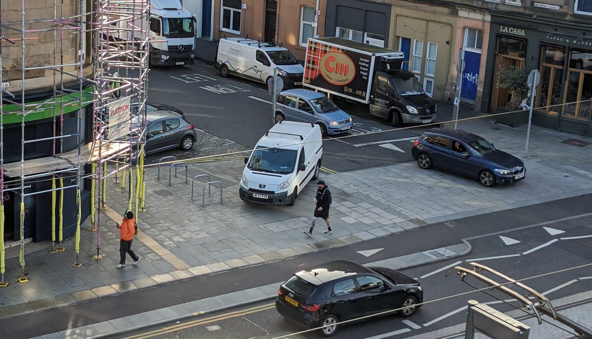 New Leith Walk "parking space" now has regular occupancy. There is no pavement or pedestrian crossing or bike lane or tram track that will not soon be home to an unoccupied vehicle. <a href="/leithsworstpark/">Leiths worst parking</a>
