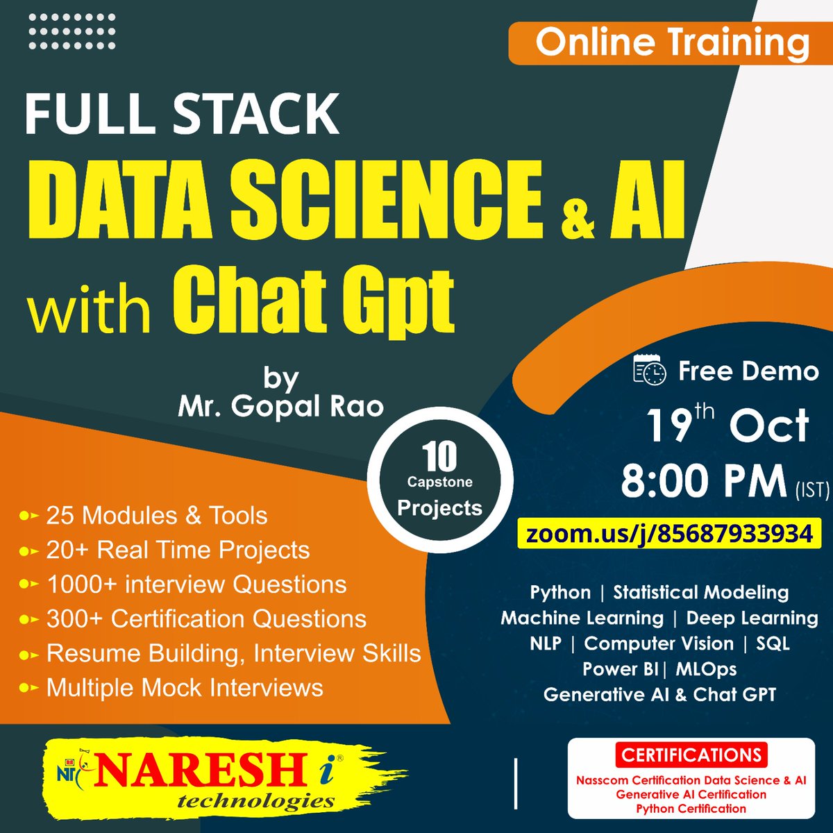 NItTejaswini's tweet image. ✍️Enroll Now: bit.ly/48Yes34
👉Attend a Free Demo On Full Stack Data Science & AI by Mr. Gopal Rao.
📅Demo On: 19th October @ 8:00 PM (IST)
#Fullstackdatascience #ai #machinelearning #onlinetraining #education #software