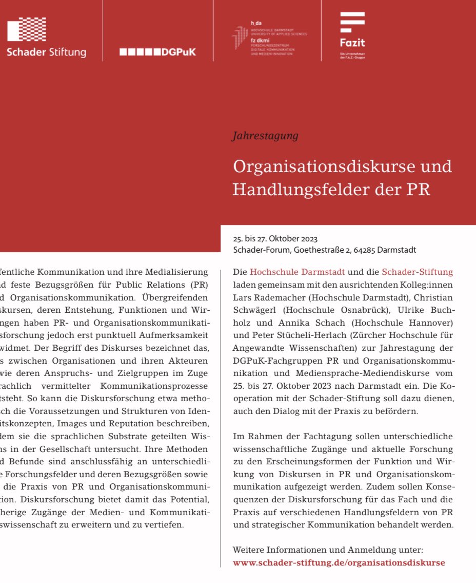 Christian Schwägerl (@c_schwaegerl) on Twitter photo 🚨Anmeldung noch bis 20. Oktober: 29. Jahrestagung PR&Organisationskommunikation #DGPuK in der <a href="/schaderstiftung/">Schader-Stiftung</a> Darmstadt schader-stiftung.de/veranstaltunge… 🚨Anmeldung noch bis 20. Oktober: 29. Jahrestagung PR&Organisationskommunikation #DGPuK in der <a href="/schaderstiftung/">Schader-Stiftung</a> Darmstadt schader-stiftung.de/veranstaltunge…