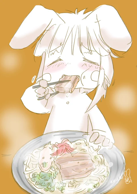 沖縄そばのトロトロ三枚肉を攻めるナナチ#沖縄そば #メイドインアビス # 