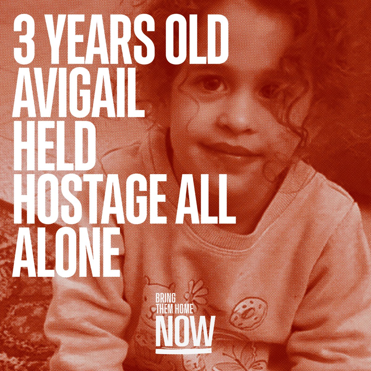 bringhomenow's tweet image. Avigail, a three-year-old child, is held hostage all alone in Hamas captivity.

Read this again to believe it: Avigail, a three-year-old child, is alone in Hamas captivity.

During the attack on Kibbutz Kfar Aza, her parents, Roy and Samdar Idan, were killed by Hamas terrorists.…