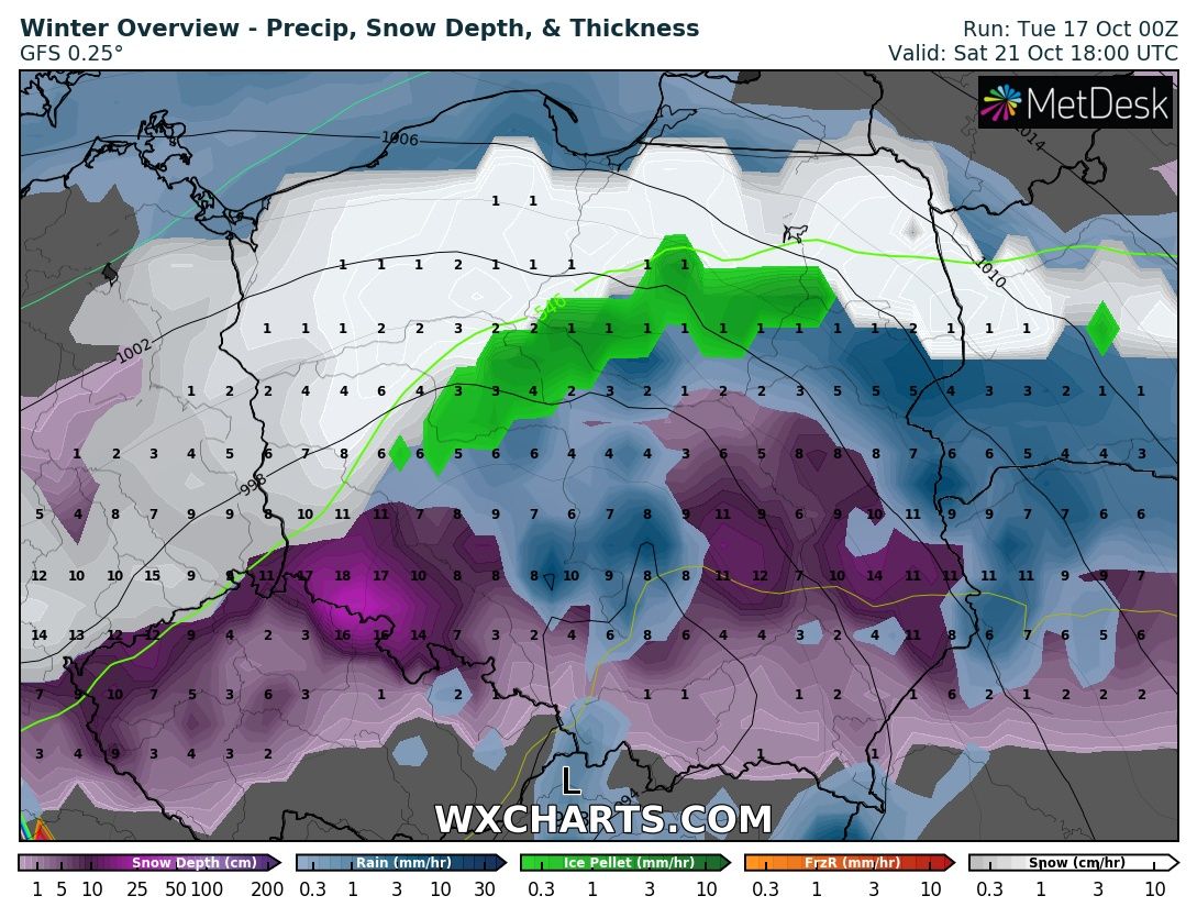Sausius_wx's tweet image. While chances have diminished, there is still a chance for some early #snow in parts of central Europe over the weekend. It will all depend on where the airmass boundary will be located and that in turn would depend on low placement. Quite the complex setup... #EUwx #winterwx.