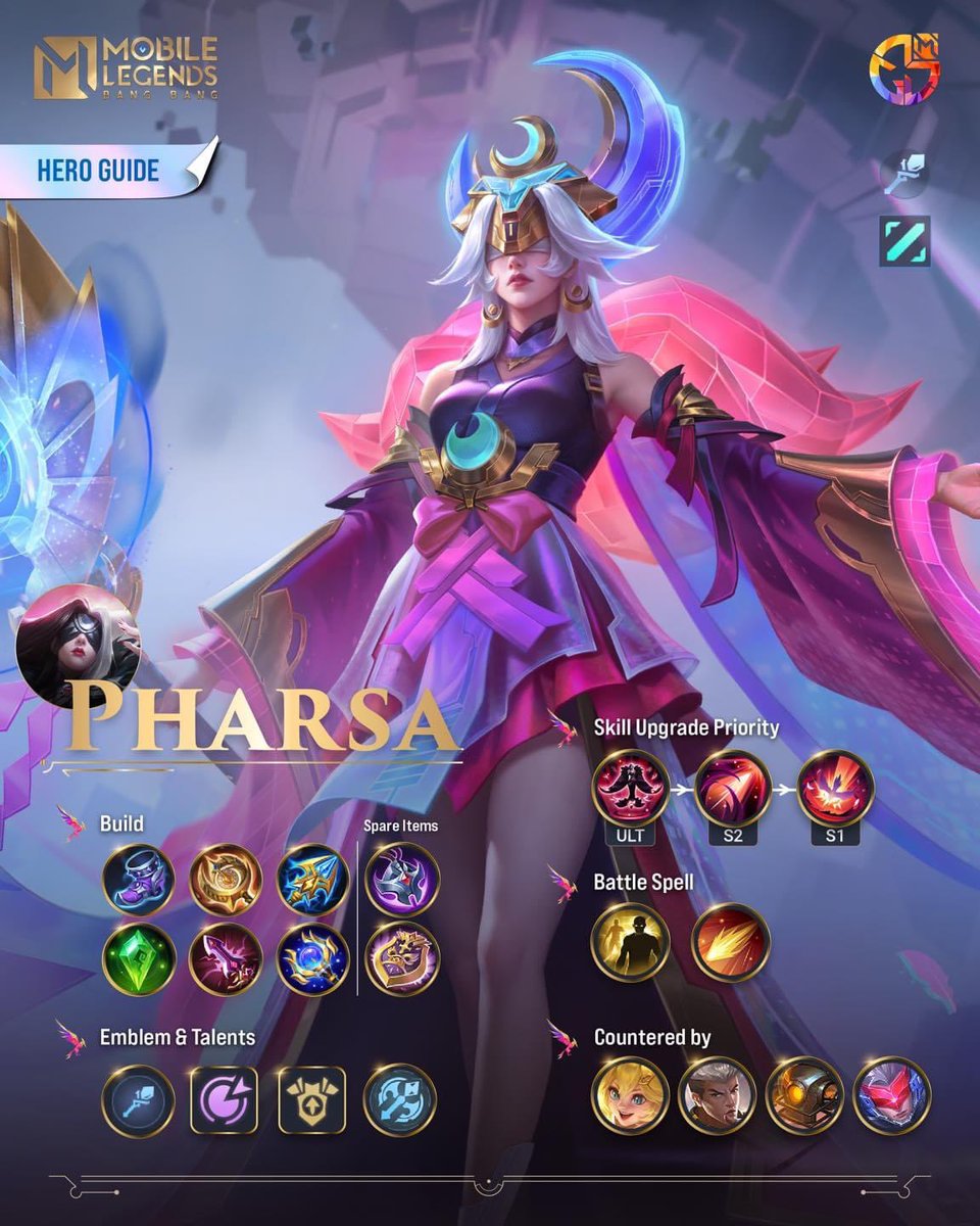 MobileLegendsOL's tweet photo. Latest Guide for Pharsa from MGL！

MGL Designer: @sire.plays
MGL Guide Writer: MGL @misashjs

#MobileLegendsBangBang #MLBB #MGL #mlbbmgl #mlbbguide #pharsaMLBB https://t.co/2RkkdLdX3i