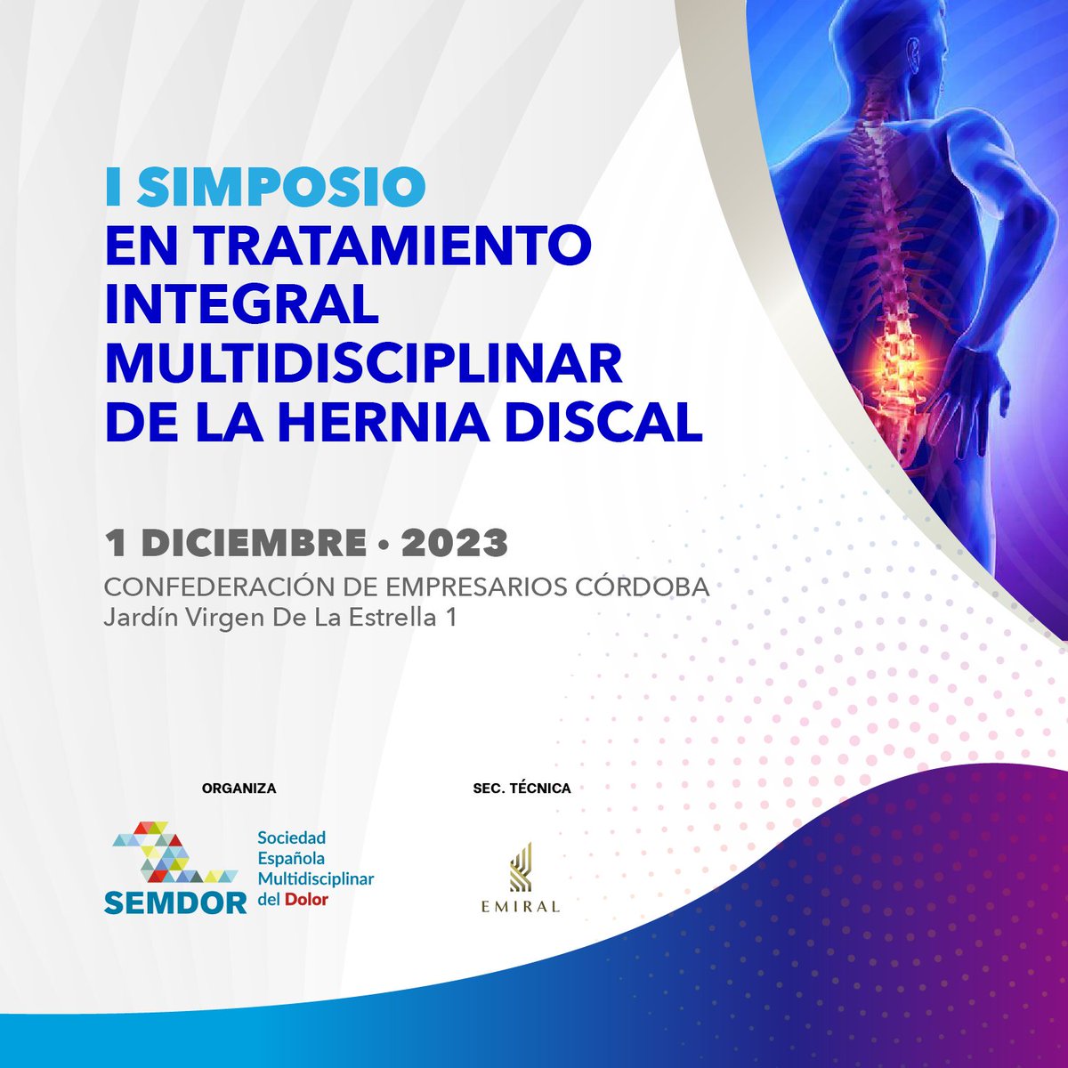 <a href="/SEMDOR2/">SEMDOR Soc. Esp. Multidisciplinar del DOLOR</a> organiza el  𝙄 𝙎𝒊𝙢𝒑𝙤𝒔𝙞𝒐 𝑰𝙣𝒕𝙚𝒈𝙧𝒂𝙡 𝙚𝒏 𝑯𝙚𝒓𝙣𝒊𝙖 𝘿𝒊𝙨𝒄𝙖𝒍 el día 1 de diciembre de 2023.

🎙️En la primera sesión se abordará la etiología de esta patología con las aportaciones de anestesistas, rehabilitadores y radiólogos.

semdor.es/i-simposio-her…