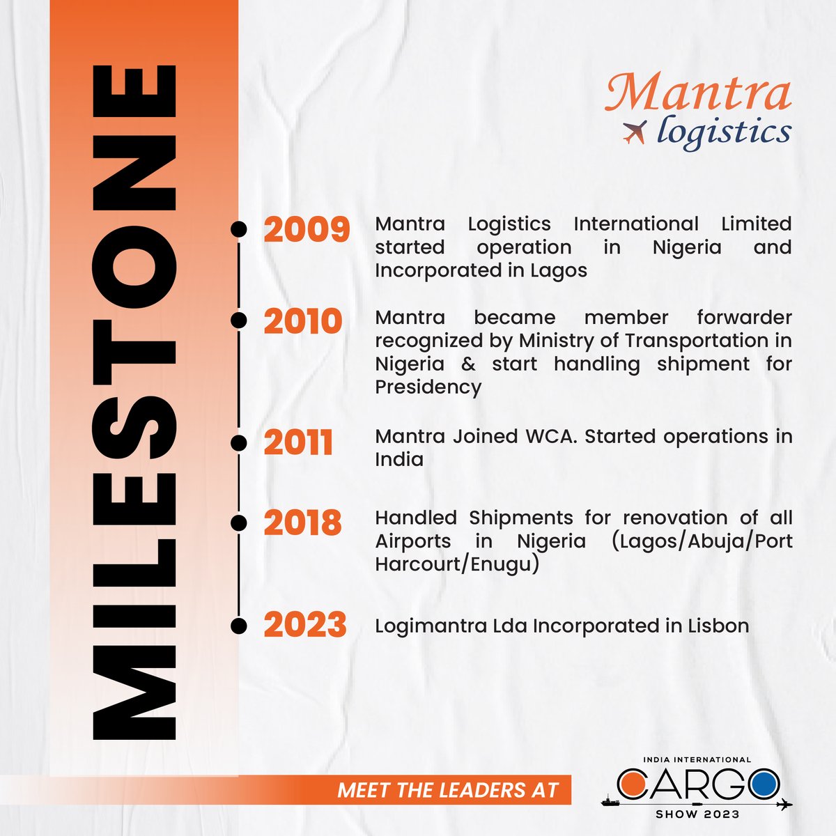 Celebrating the Remarkable Journey of Mantra Logistics🚀 From inception to success, we're proud to showcase the milestones achieved by Mantra Logistics. Join us in celebrating their accomplishments and the path they've paved in the industry.