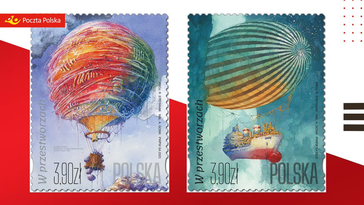 PocztaPolska's tweet photo. 🎈 Nowe znaczki pocztowe "W przestworzach" z okazji 465-lecia @PocztaPolska❗️
🎈Inspiracją do powstania znaczków stały się surrealistyczne obrazy balonów autorstwa Andrzeja #Gosik. Każdy znaczek to kawałek historii, który łączy w sobie nietypowe połączenia baśniowych motywów, architektury i ornamentów🎨.
📯Znaczki wejdą do obiegu już 18.10 br.
➡️https://t.co/lSSdXQNWdH