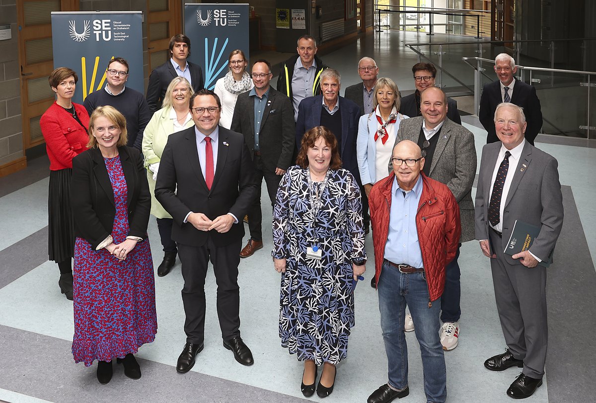 SETUIreland's tweet photo. #SETU was delighted to host a mayoral delegation from Märkischer Kreis, Germany – recently twinned with #Waterford 🇩🇪

Fascinating sessions were held on education, trade &amp; cultural exchange opportunities 🤝

@WaterfordCounci |  @SETU_President | @GermanIrishCham https://t.co/srfj9Mx8Rb