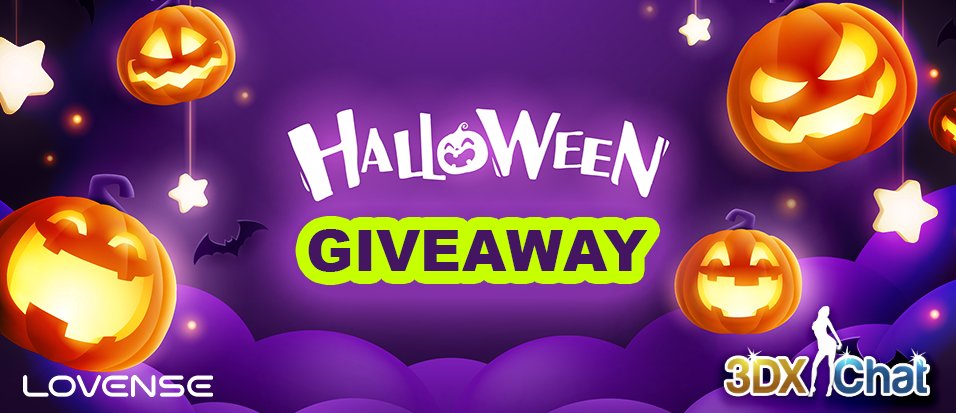 #Halloween #GIVEAWAY Here's your chance to win 3DXChat XGold or a Lovense Toy! Simply: 🎃 Follow @3DXChat & @Lovense 🎃 Retweet this Tweet Giveaway ends 01 Nov, 23:59 UTC.