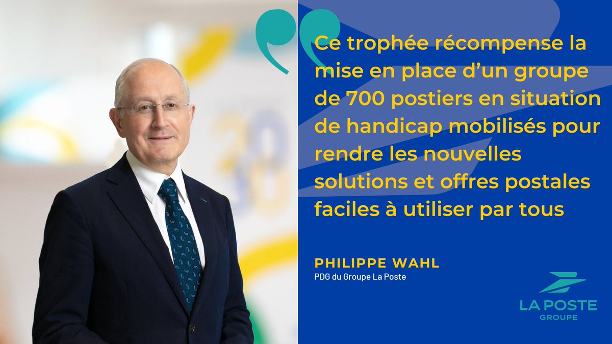 #Handicap | Ce trophée de l’Innovation en matière d’accessibilité est une vraie fierté pour #LaPoste qui récompense un travail de fond avec les postiers et les organisations syndicales #ManifesteInclusion #EngagéePourVous
