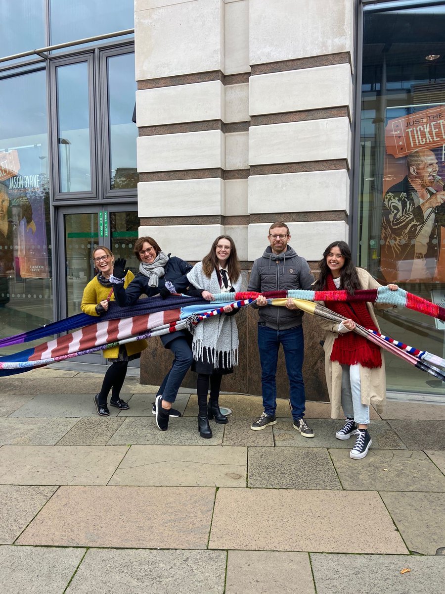 DementiaTrials's tweet photo. Great to be in Belfast supporting #AScarfForLewyBelfast - wrapping an enormous 244m scarf around the Waterfront Hall raising awareness of Lewy Body Dementia. https://t.co/6bD4j8fPqb