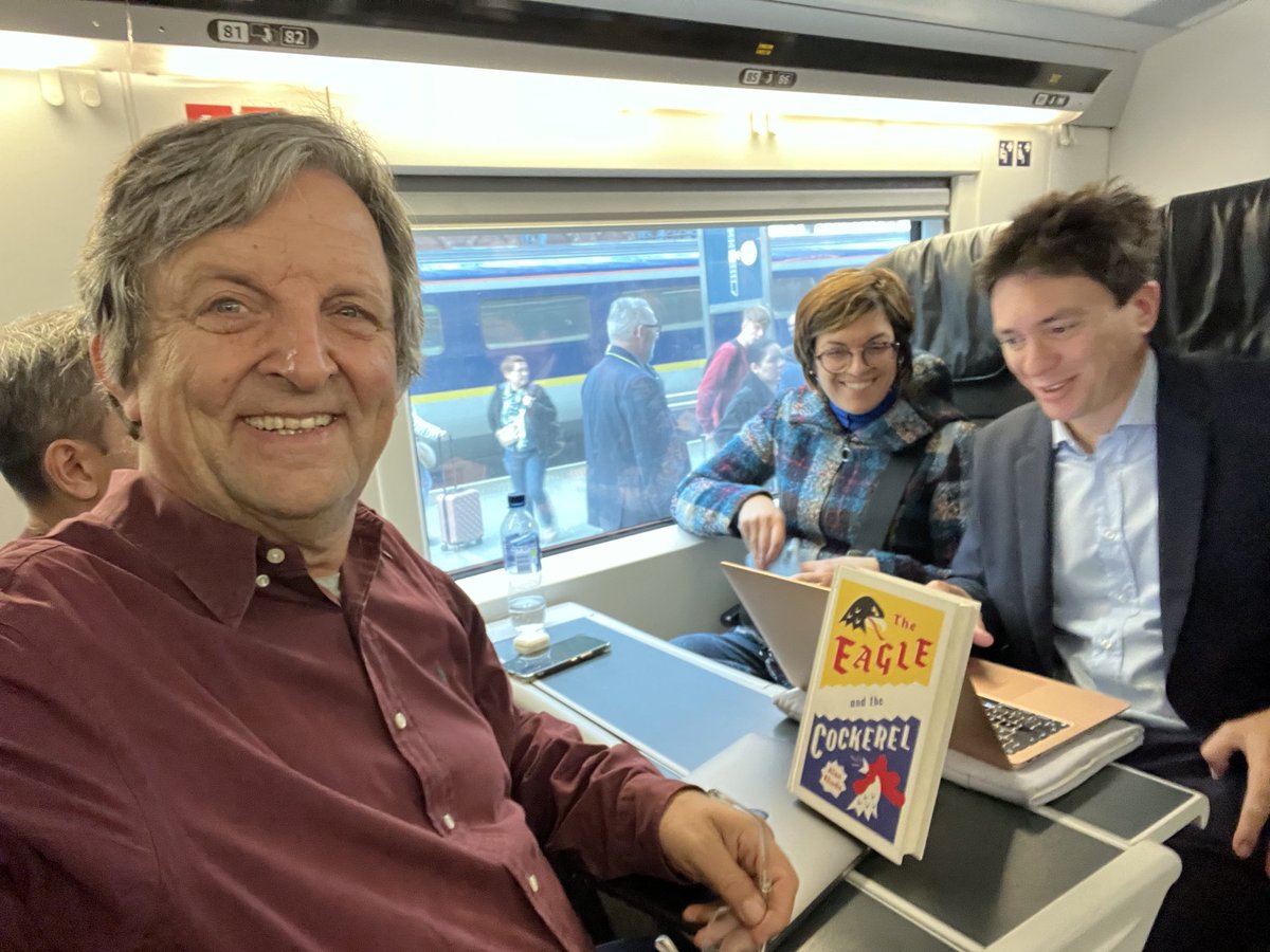 NewEuropeanPF's tweet photo. On way to #brussels with ⁦@AlanRhode⁩ for presentation of his new book The Eagle and the Cockerel ⁦@PressClubBXLEU⁩ https://t.co/DQQoRN21uH
