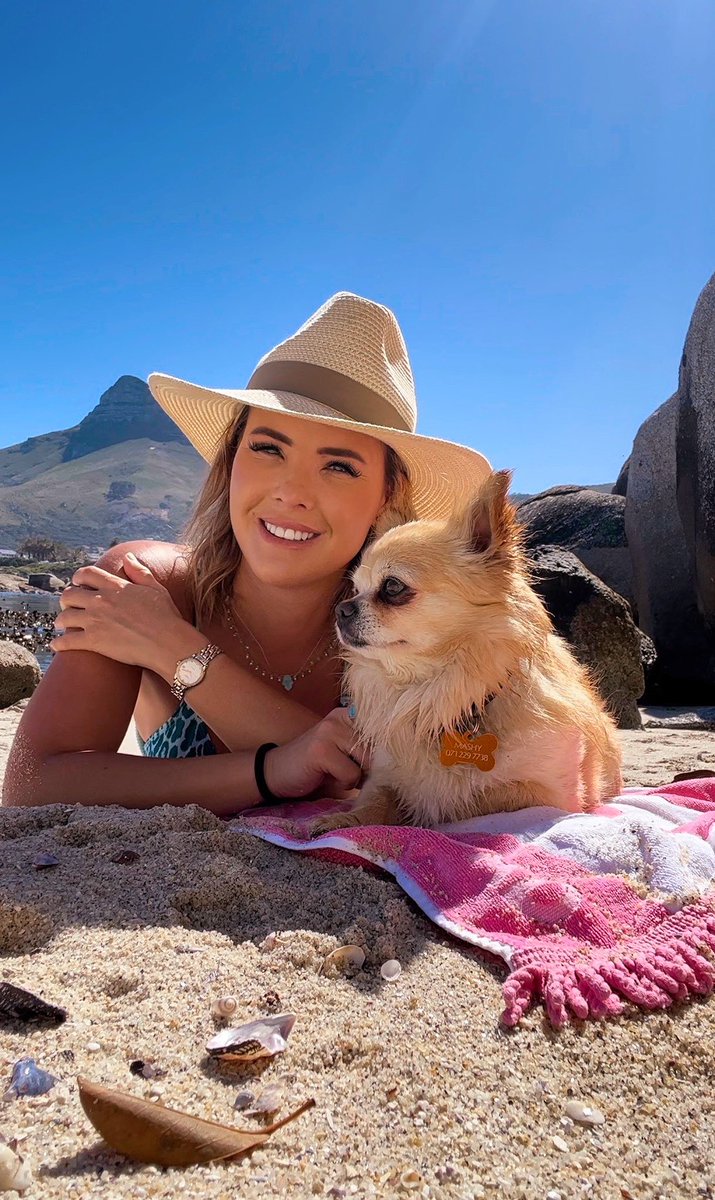 🐾 🫶🏻 🐶 ☀️ #mash #chihuahua #chihuahuasofinstagram #soakingupthesun #bikini #summerhatts #sunkissed #beach #toes #sand #lionshead #tuesday #capetown #october #2023