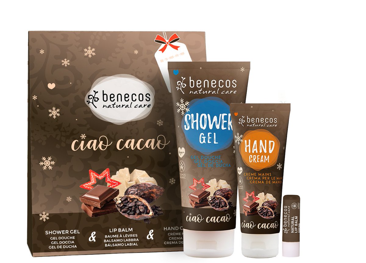 Another fabulous gift idea for the chocolate lovers- without the calories!!  The Ciao Cacao gift set includes a Shower Gel, Handcream and Lip Balm at a fantastic price of £12.95.

benecos.uk