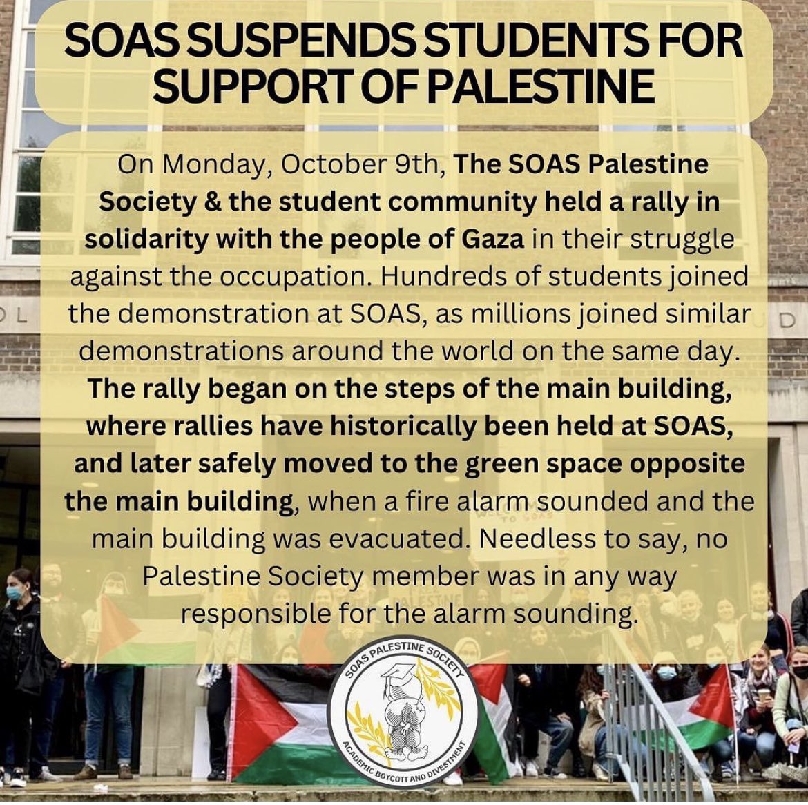 I am so disappointed in <a href="/SOAS/">SOAS University of London</a>. I was always proud of being a <a href="/SOASalumni/">SOAS Alumni</a> but not today. All solidarity with <a href="/SoasPalestine/">SOAS Palestine Society</a>