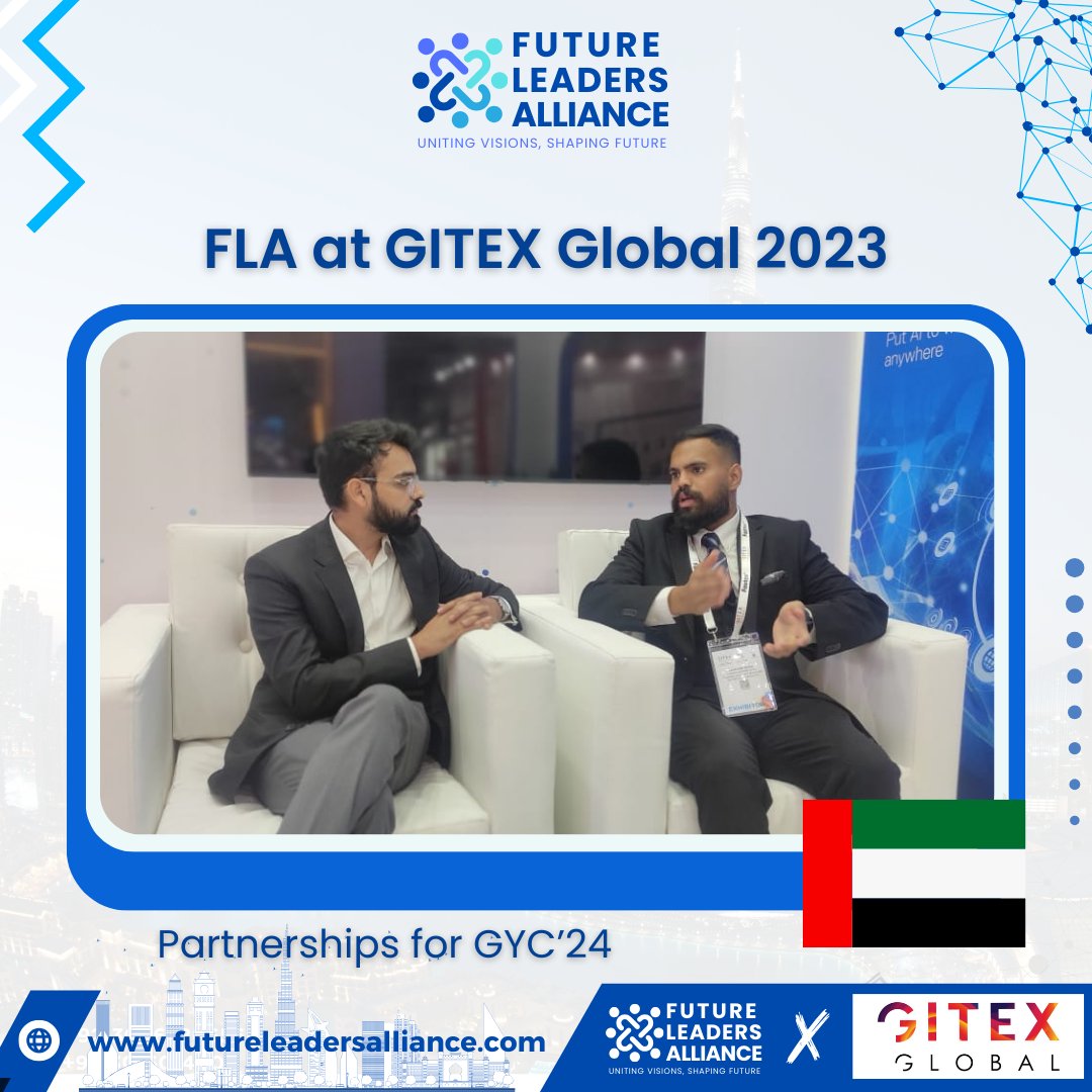 futureleaders90's tweet photo. FLA made waves at Gitex Global 2023, charting new territories in the realm of technology and sustainability. 

#GitexGlobal2023 #FLAatGitex #FutureTechLeaders #GitexGlobal
#TechInnovation
#FutureTech https://t.co/4GFhETrjPn