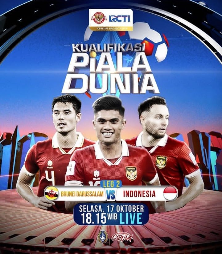 Mainballidn's tweet photo. Jangan lupa saksikan perjuangan Timnas Indonesia di leg ke 2 kualifikasi piala dunia.

Brunei Darussalam vs Indonesia
Selasa 17 Oktober 2023

Kick off jam 19.15 wib.
 #TimnasDay #timnasindonesia #KitaGaruda #bruneivsindonesia https://t.co/ZSOMzflhNV