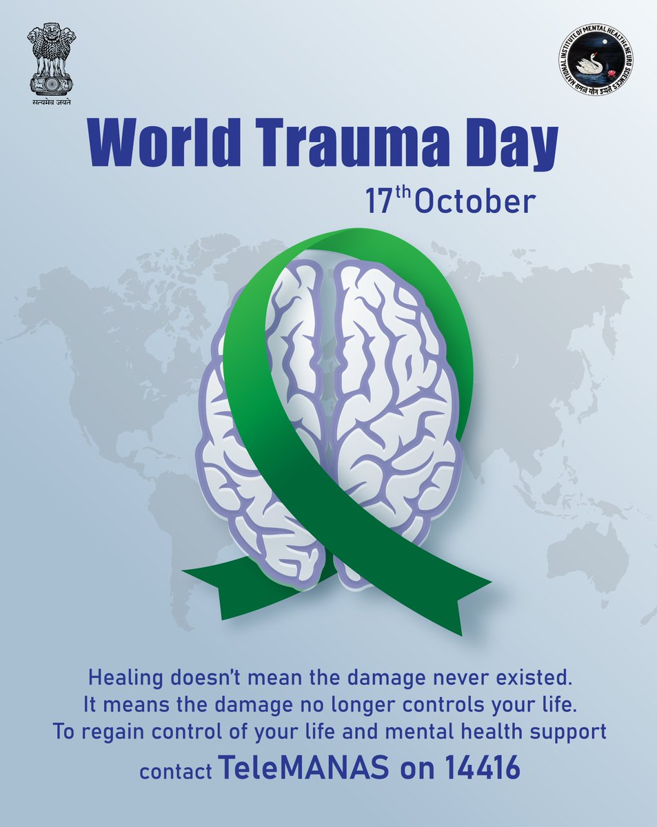 On the occasion of World Trauma Day,  Healing doesn’t mean the damage never existed. It means the damage no longer controls your life. To regain control of your life and to get mental health support call Tele MANAS at 14416.

#WorldTraumaDay #TraumaAwareness #TraumaSurvivors
