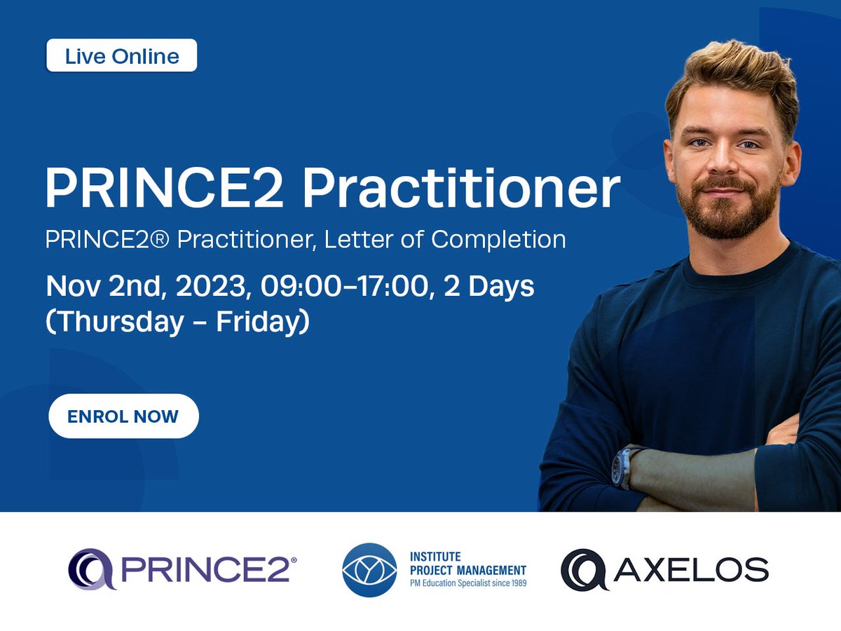 ProjectMgmtInst's tweet photo. The PRINCE2 Practitioner training will focus on the application of these in the context of a non-complex project.
Download our brochure to learn more about this course: https://t.co/Xc9bn7EkX9
#prince2 #prince2practitioner #projectmanager #projectmanagement https://t.co/WIK9bPx8hV