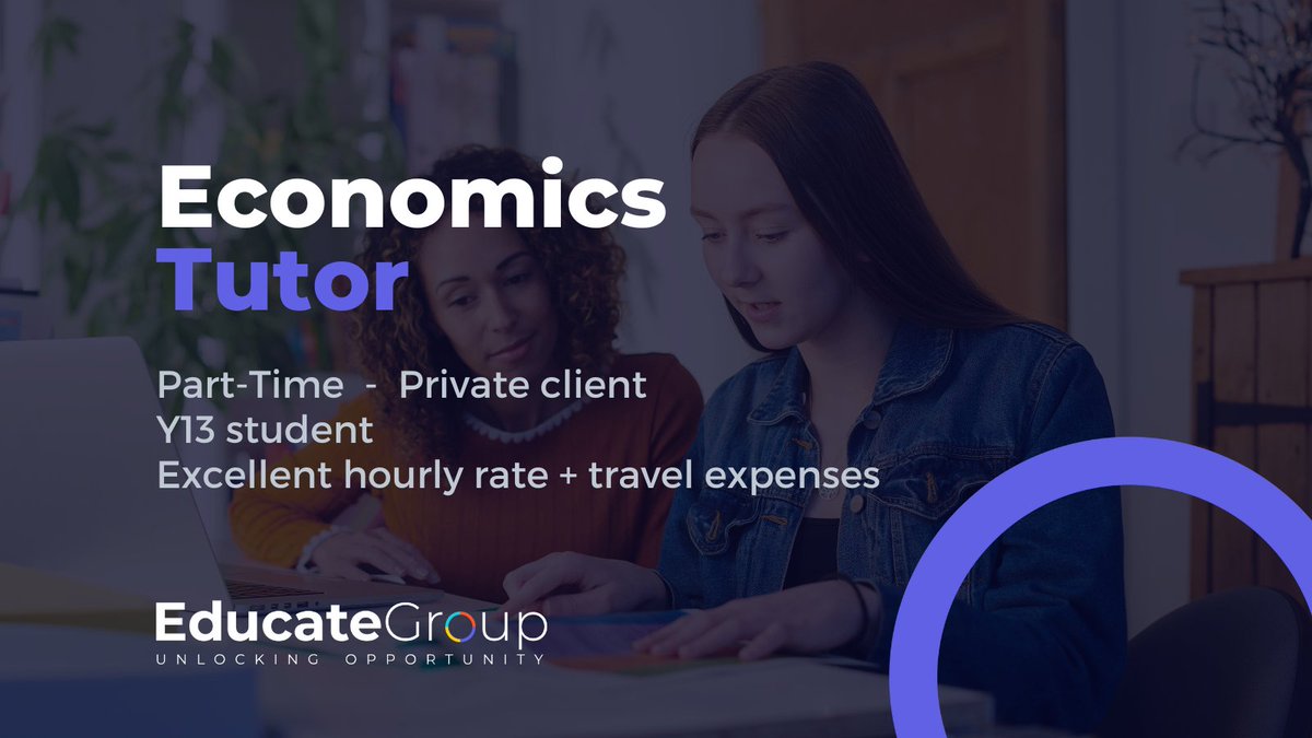 EducateGroup2's tweet image. Explore a rewarding opportunity as a Part-Time Economics Tutor for a Y13 student ✏️ 

Ready to inspire the next generation? Contact us at mailbox@educate-group.co.uk today!
 
#EconomicsTutor #Tutoring #EducationMatters