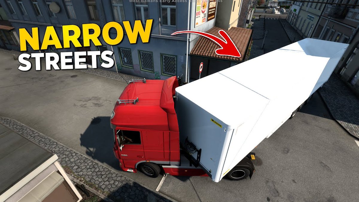 SCSsoftware's tweet photo. Are you ready to take on these challenging roads? 🚛

Our upcoming West Balkans DLC will put your manoeuvring skills to the test with these narrow streets, as showcased by @Toast_cz in their latest video 🙌

Give it a watch and let us know! 👇
https://t.co/lPMlnJkJlq https://t.co/8aWvyTdXj5