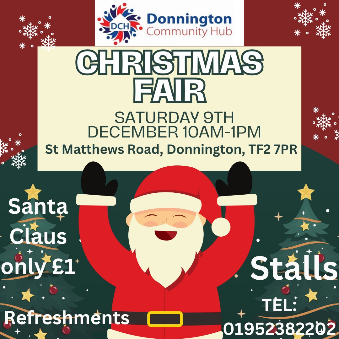 DonningtonCHub's tweet image. Book your stalls for our Christmas Fair.  #Christmasfair #stalls #refreshments #fatherchristmas