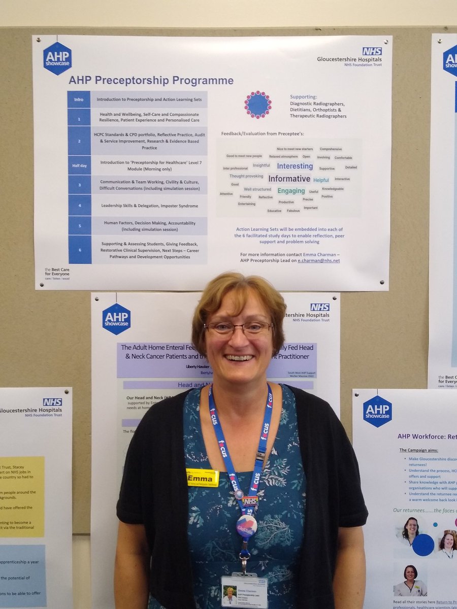 carrie_biddle's tweet photo. @Charman2Emma proudly showcasing the #AHPPreceptorship programme @gloshospitals @amandaweaves last week they introduced action learning sets into the programme #AHPsDay #AHPsDeliver #AHPRetention @SLovett81 @sarahmortonnhs @GinaSargeant https://t.co/MAl2Muemi6