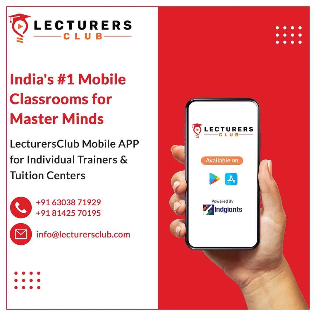 Trainers and Teachers!!!!
Don’t miss the opportunity to evolve as global educators. 
Elevate your teaching with our user-friendly app. 
Designed to empower educators to effortlessly take their classes online. Engage, educate and inspire your students from anywhere with our comprehensive platform.
#digitaleducation #digitaltransformation #digitalworld.

Lecturers Club:   lecturersclub.com/
Connect with us:  wa.link/w5m8mr
Call us on +916305962029 
