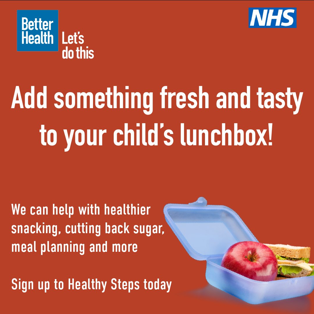 It can be tricky knowing what healthy options to put in your child's lunchbox, but we're here to help!

For excellent tips from nutrition experts and other parents, budget-friendly recipes and lots more, sign up to Healthy Steps: ….betterhealth-healthierfamilies.co.uk/signup/orgtwit…