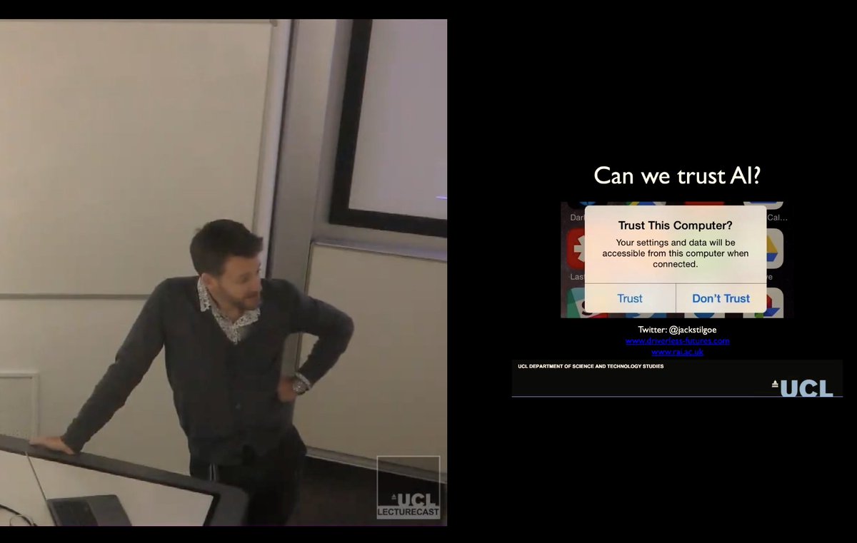 📢 Fantastic 3⃣rd lecture of my Statistical ML module (@Stats_UCL) last afternoon. Covered representations and features, and datasets in ML. We had @JackStilgoe (@stsucl) as guest speaker 👌 sharing thoughts on wether we can/should trust AI.

Look out for the 4⃣th lecture!