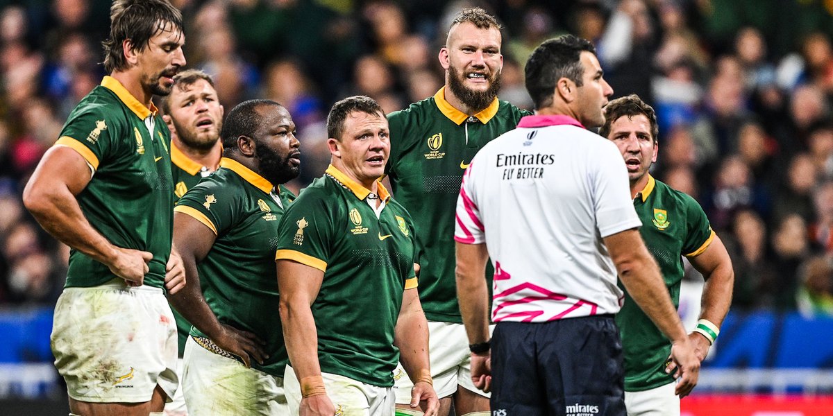 Springboks's tweet photo. Ben O'Keeffe will again referee the #Springboks this weekend, taking charge of their #RWC2023 semi-final against England in Paris - more here: https://t.co/9MpZawFjmu 🙌
#StrongerTogether https://t.co/OGphY3zkCY