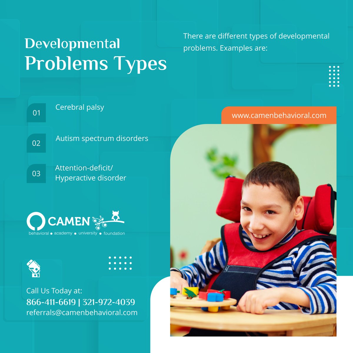camenbehavioral's tweet photo. Developmental disabilities refer to a group of psychiatric conditions beginning from childhood that involve serious impairment in learning, language, or behavior areas.

#BehavioralHealthCare #KissimmeeFL #DevelopmentalProblems https://t.co/c3NCFc0E7w