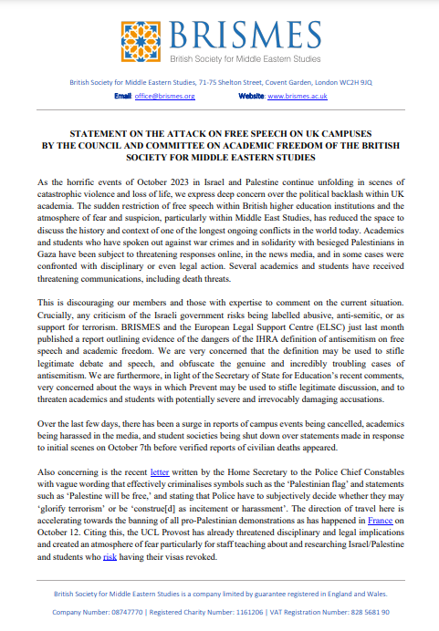 Most people would think that supporting a massacre is wrong. 

BRISMES have just released a statement COMPLAINING about  consequences for academics celebrating the massacre perpetrated by Hamas!

Naturally they frame this as 'solidarity with the beseiged Palestinian people'