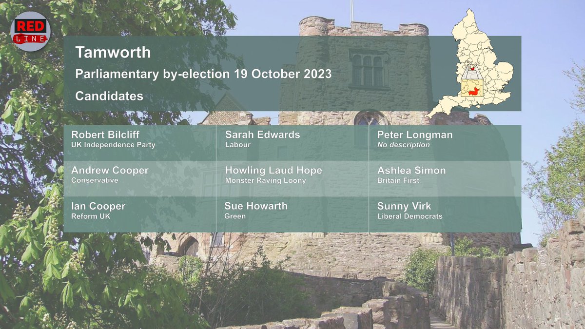 RedLineLabourTV's tweet photo. Two parliamentary by-elections on Thursday:

Tamworth, vacated by Chris Pincher following suspension from the HoC;

Mid-Bedfordshire, vacated - eventually - by Tory Nadine Dorries.

Both had large Tory majorities at the last General Election. Could be rather different this time. https://t.co/uVdCWmybI5