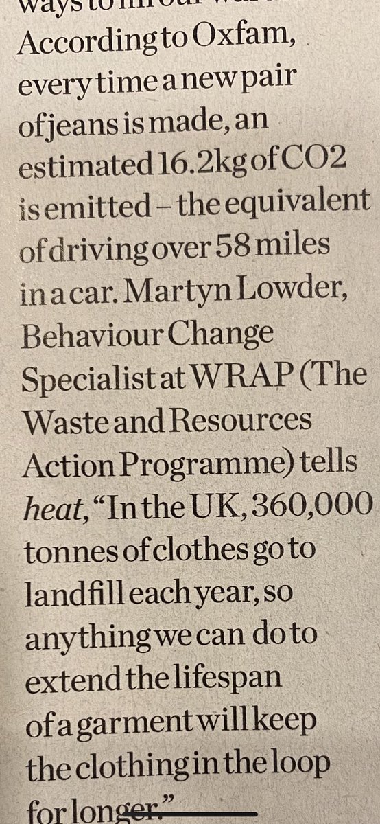 Interesting facts ⁦@_HeatMagazine_⁩ in an article celebrating second hand and preloved clothes.