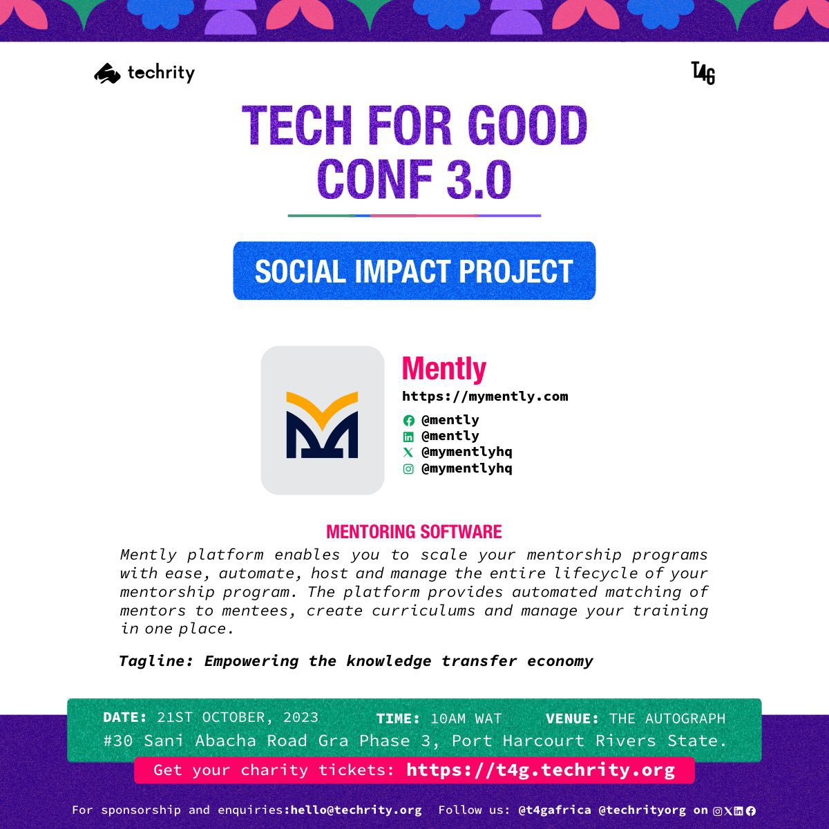 techrityorg's tweet photo. Highlights of social impact projects that will be featured in the Tech for Good conference 
#techrity #techforgood2023 https://t.co/Mrelo0sT88