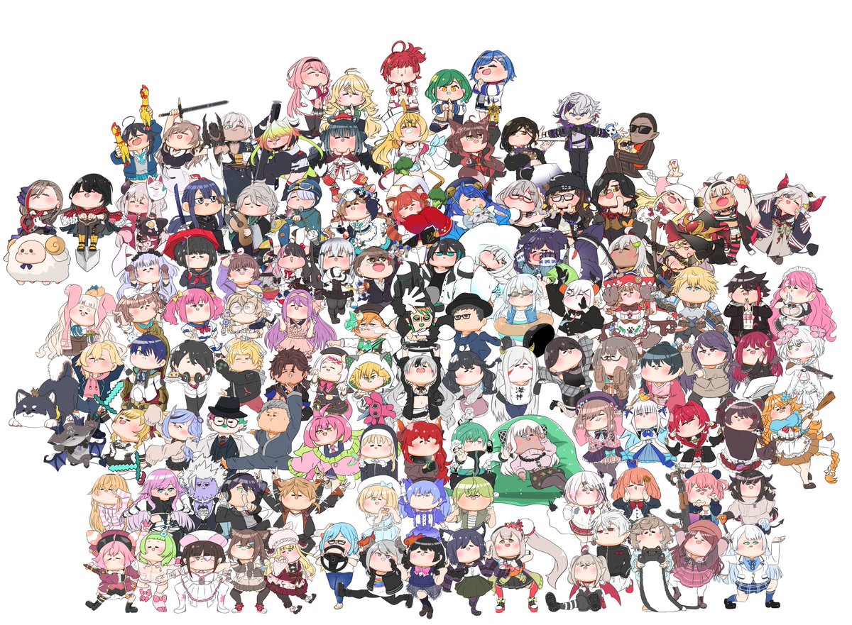 樋口楓 ,叶(にじさんじ) ,葛葉(にじさんじゲーマーズ) ,鷹宮リオン 「#とにかくワチャーッと集合してる絵を晒す見た人もやる懐かしい 」|まぶし@にじそ07のイラスト