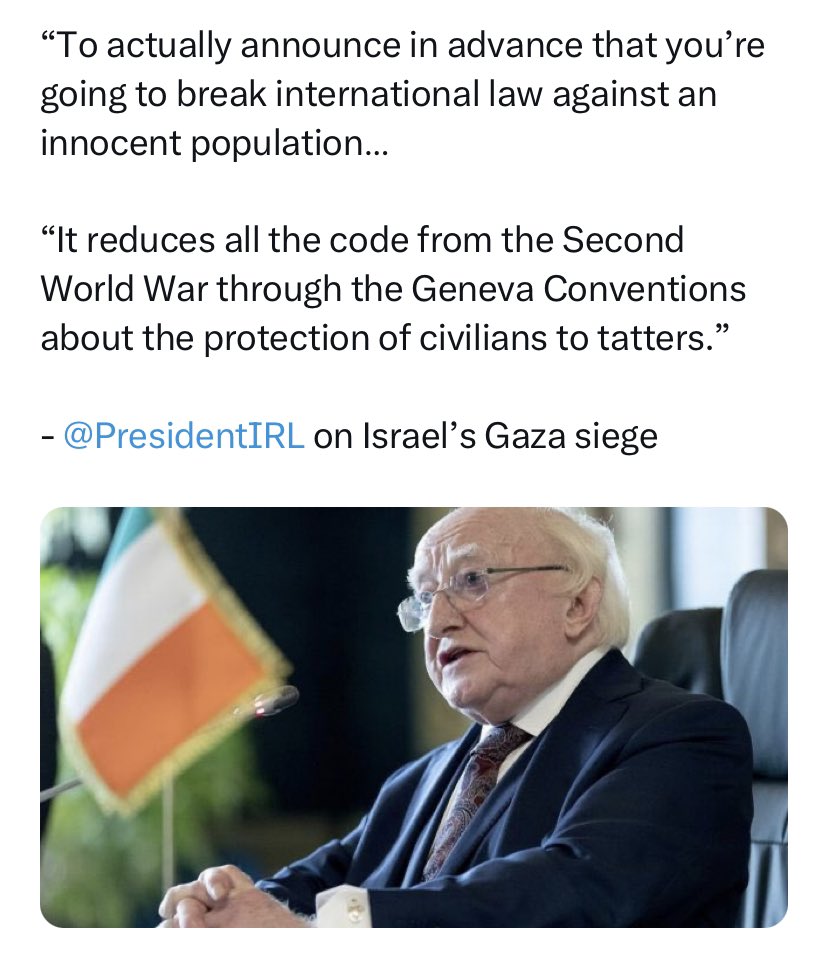 Every head of state  should be calling out Israel for their ongoing genocide &amp; demanding and end to the blockade. 

Most are sending military aid to help the terrorist state attack 2mil civilians. 

#Gaza_under_attack 
#FreeGaza 
#FreePalestine 🇵🇸