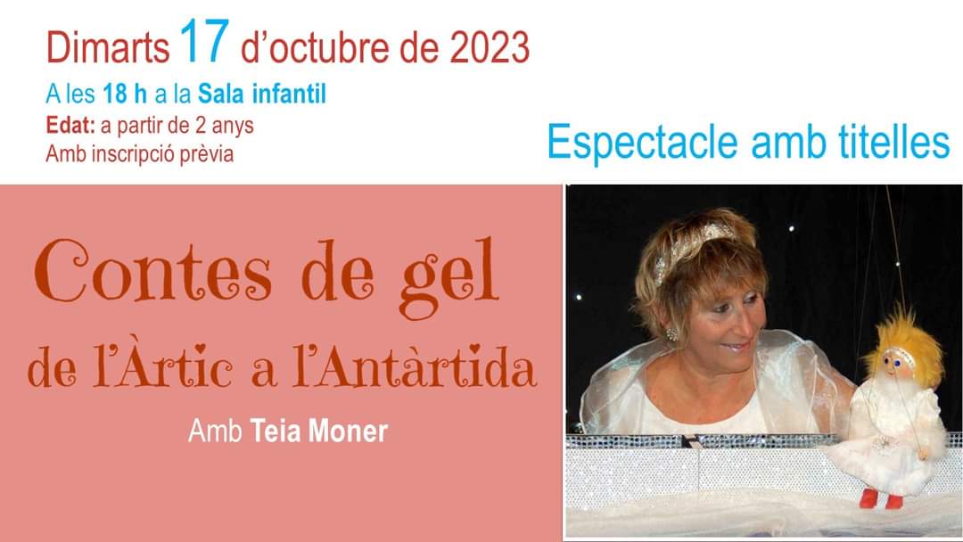✨🐧  Darreres places a l'espectacle amb #titelles d'aquesta tarda! Teia Moner  farà gaudir als més petits de casa amb històries molt "fresques"... de l'#Àrtic i l'#Antàrtida!

📞977 240 331 
📩bptarragona.cultura@gencat.cat