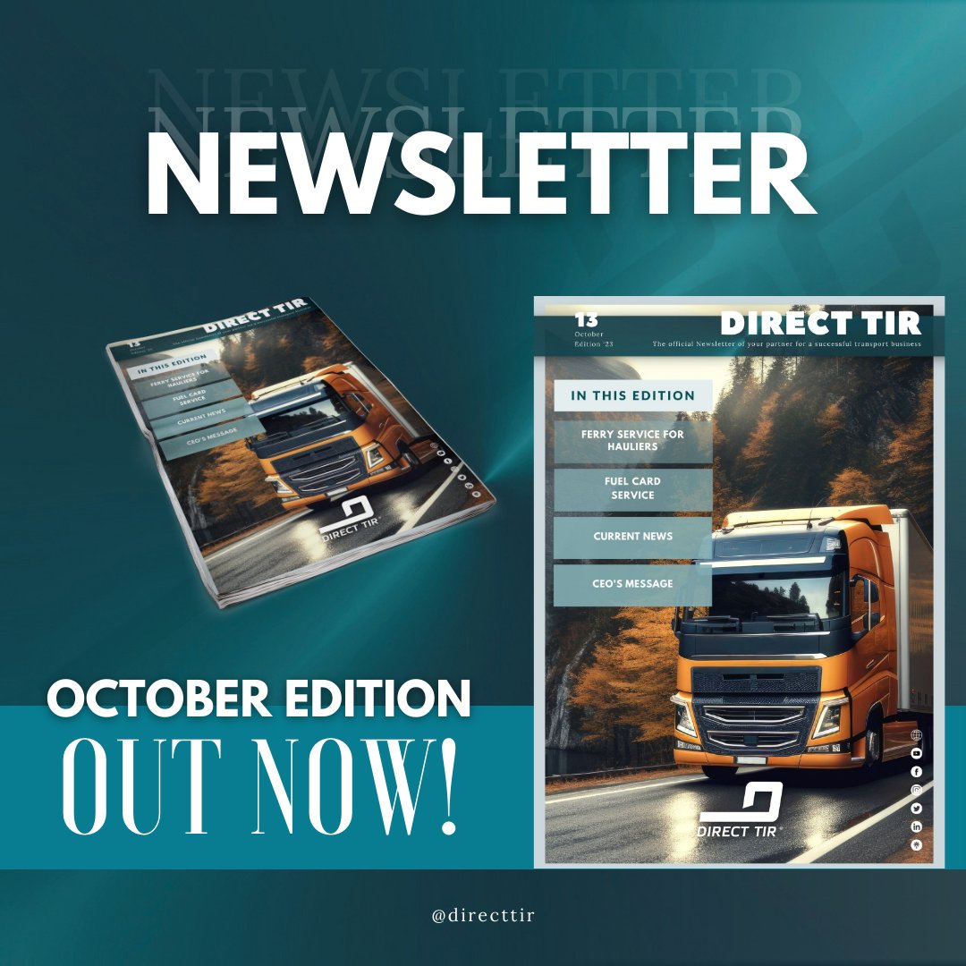 direct_tir's tweet photo. 🗞 Our newsletter October edition is NOW AVAILABLE! 📣

📰 READ NOW✅https://t.co/W56GA1q4Ao

#newsletter #directtir #ferry #services #current #news #ceo #message #trucks #company #france #trailers #breakdown #roadsideassistance #design #pinguimcriativo #marketing #business https://t.co/y0IC95cXJZ